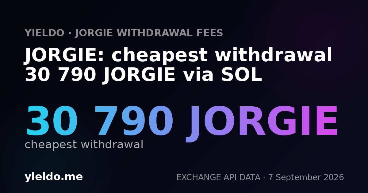 JORGIE: cheapest withdrawal 30 790 JORGIE via SOL