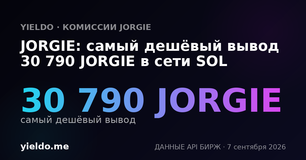 JORGIE: самый дешёвый вывод 30 790 JORGIE в сети SOL