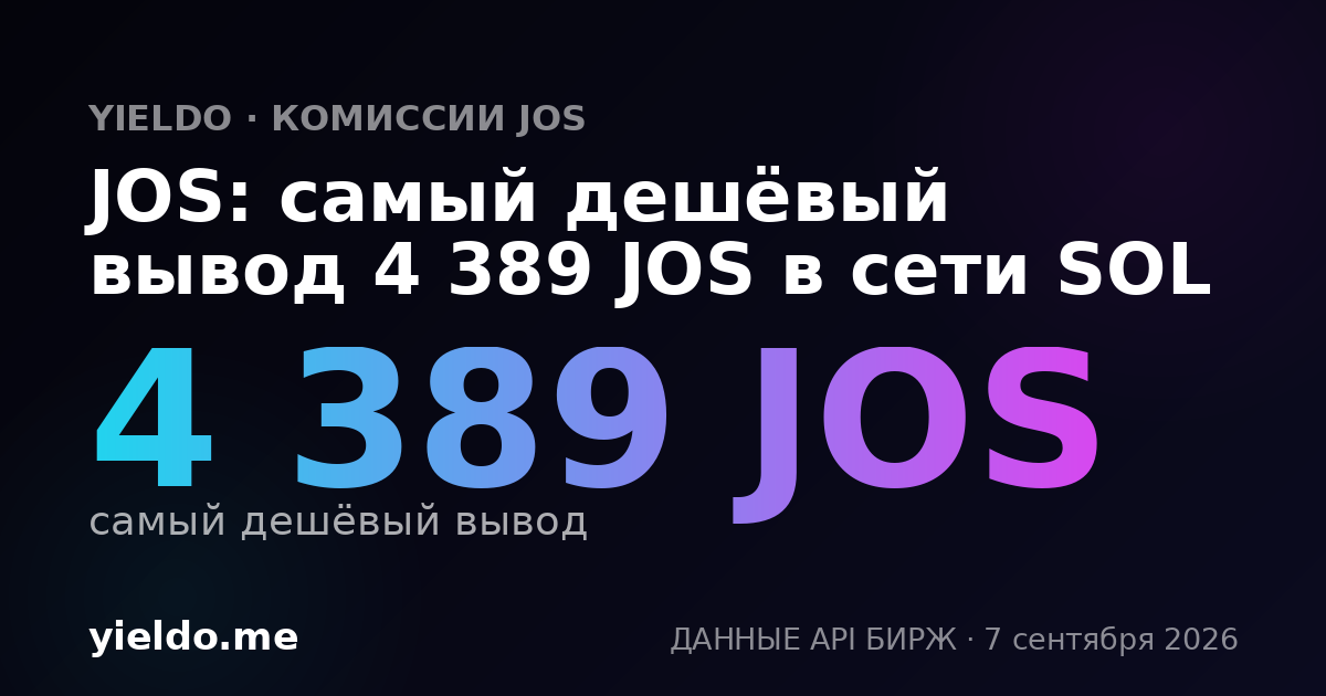 JOS: самый дешёвый вывод 4 389 JOS в сети SOL