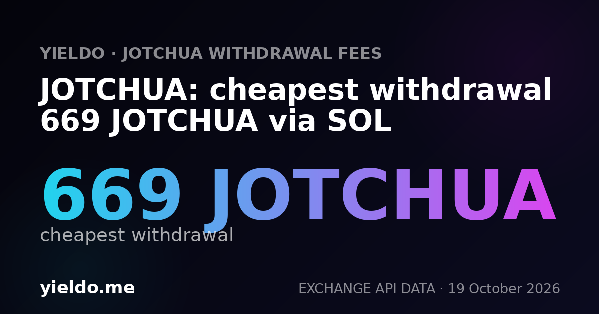 JOTCHUA: cheapest withdrawal 669 JOTCHUA via SOL