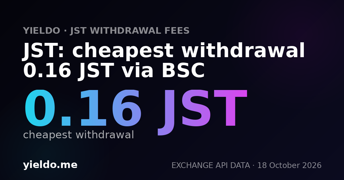 JST: cheapest withdrawal 0.16 JST via BSC