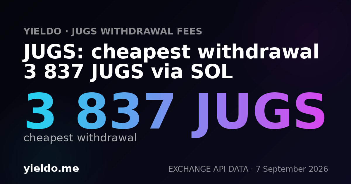 JUGS: cheapest withdrawal 3 837 JUGS via SOL