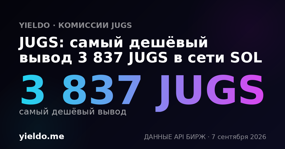 JUGS: самый дешёвый вывод 3 837 JUGS в сети SOL