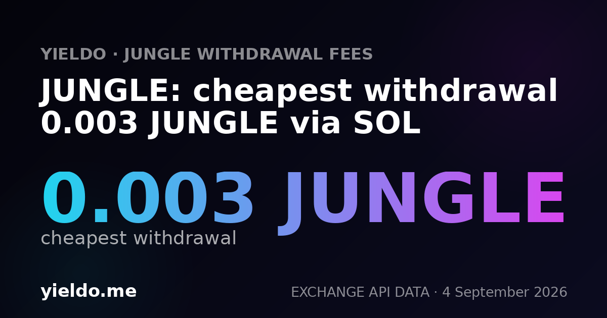 JUNGLE: cheapest withdrawal 0.003 JUNGLE via SOL