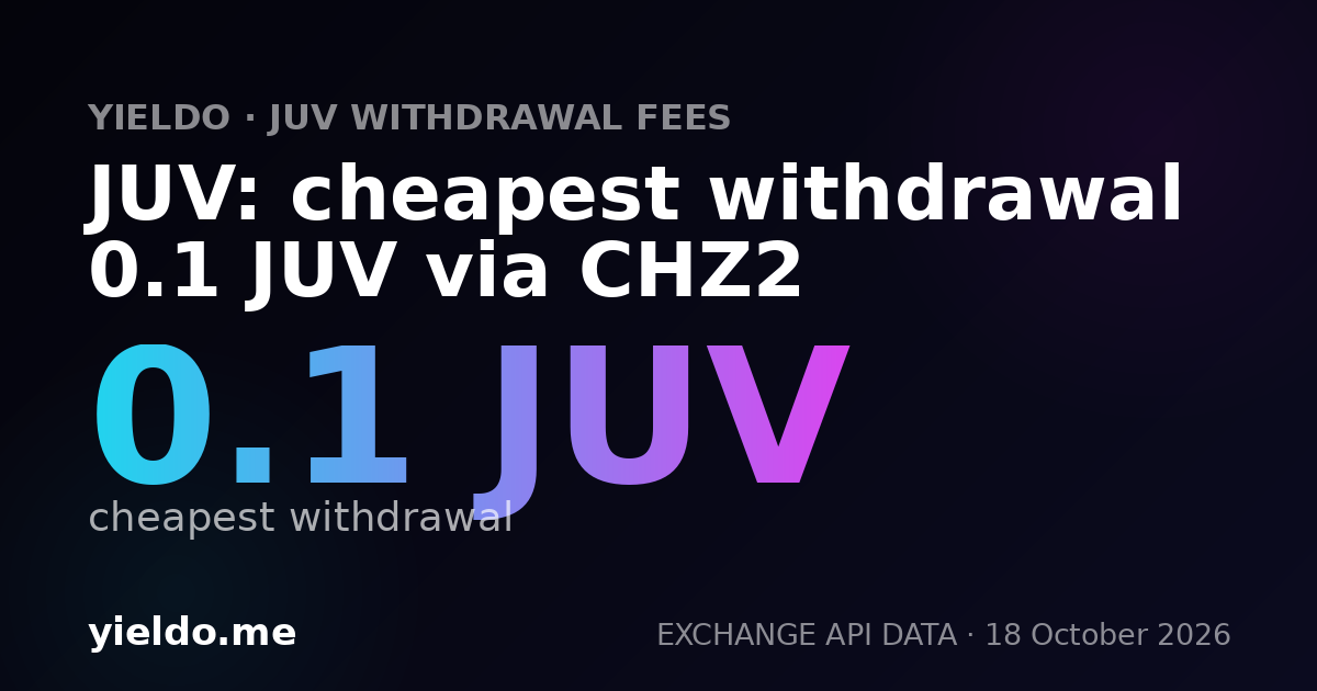 JUV: cheapest withdrawal 0.1 JUV via CHZ2