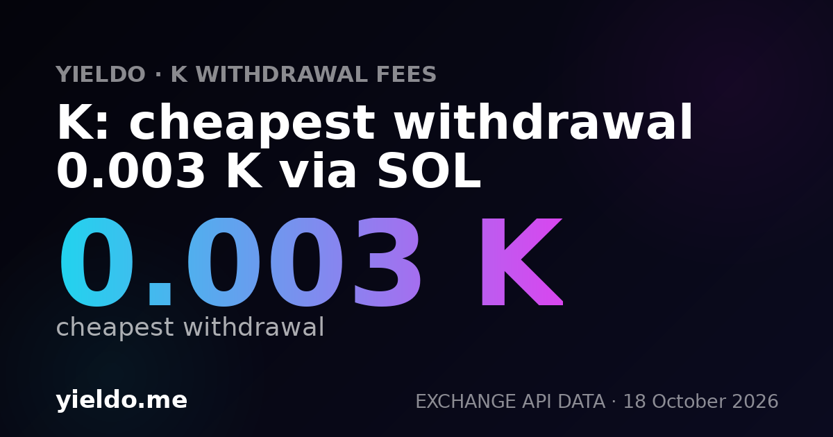K: cheapest withdrawal 0.003 K via SOL