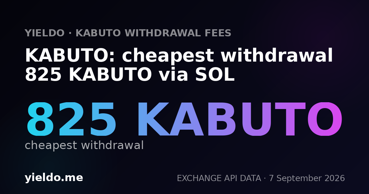 KABUTO: cheapest withdrawal 825 KABUTO via SOL