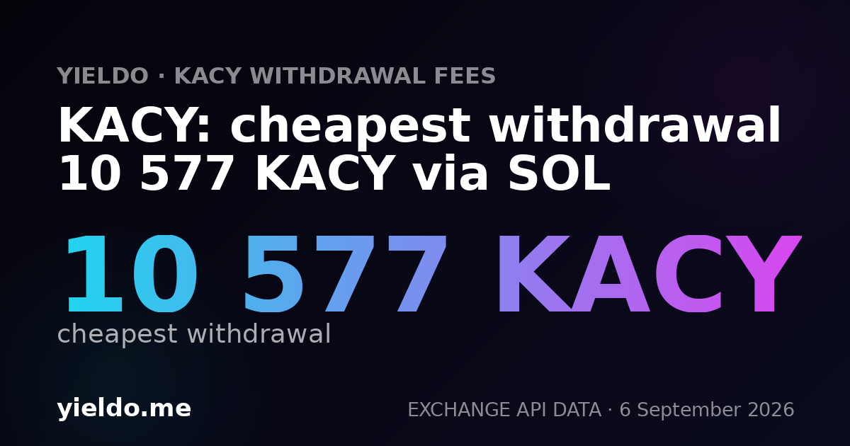 KACY: cheapest withdrawal 10 577 KACY via SOL
