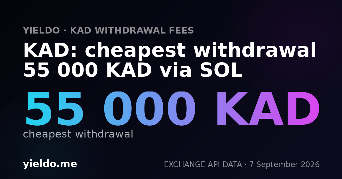 KAD: cheapest withdrawal 55 000 KAD via SOL