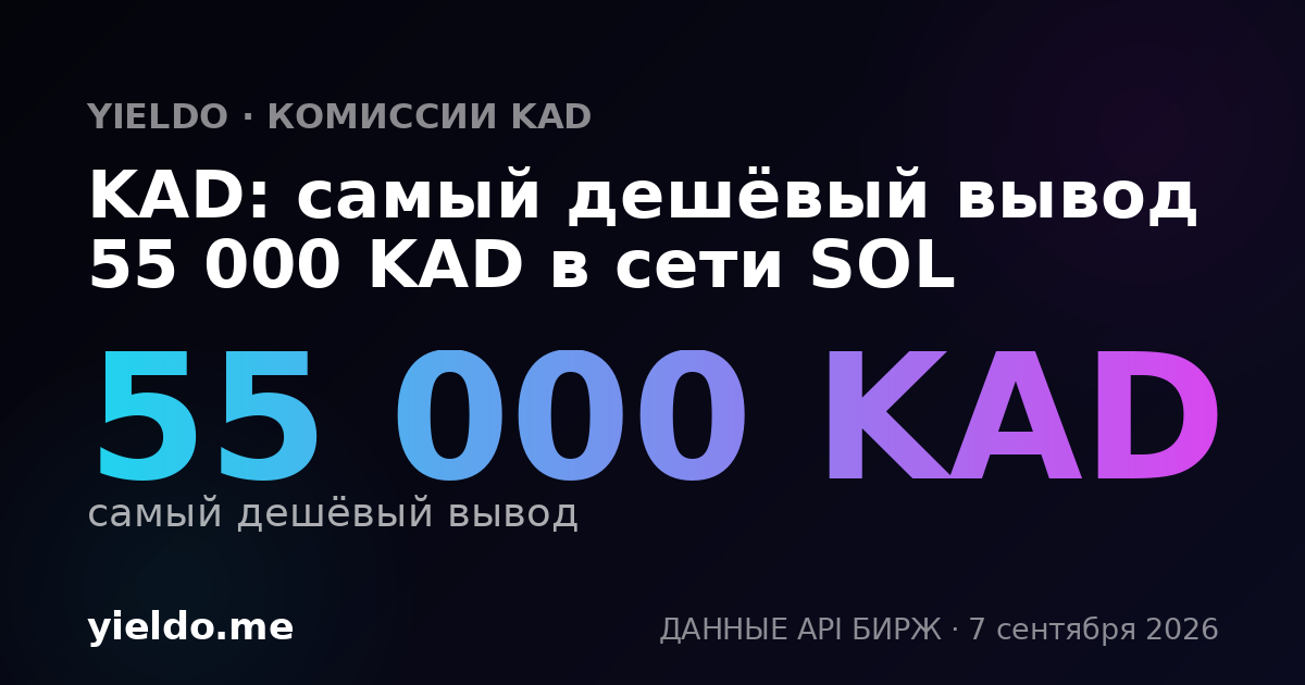 KAD: самый дешёвый вывод 55 000 KAD в сети SOL