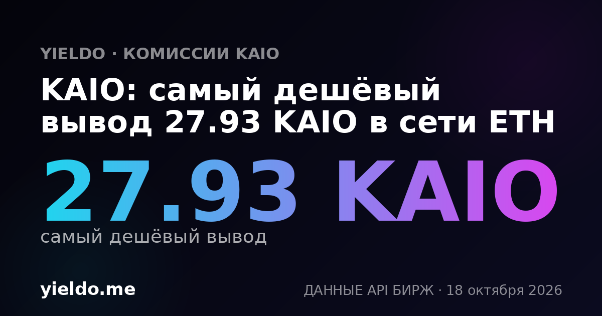 KAIO: самый дешёвый вывод 27.93 KAIO в сети ETH