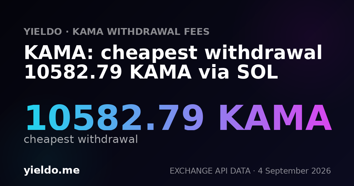 KAMA: cheapest withdrawal 10582.79 KAMA via SOL