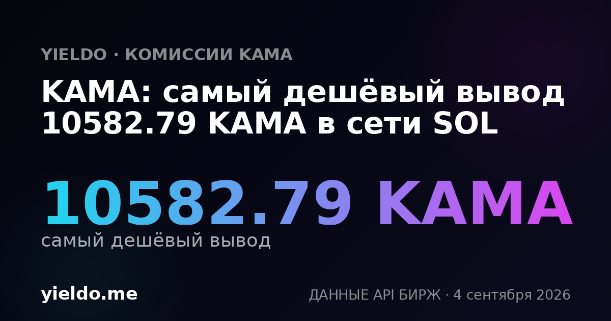 KAMA: самый дешёвый вывод 10582.79 KAMA в сети SOL