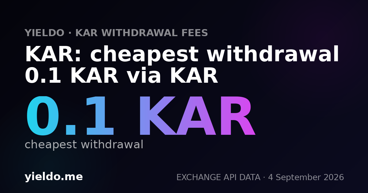 KAR: cheapest withdrawal 0.1 KAR via KAR