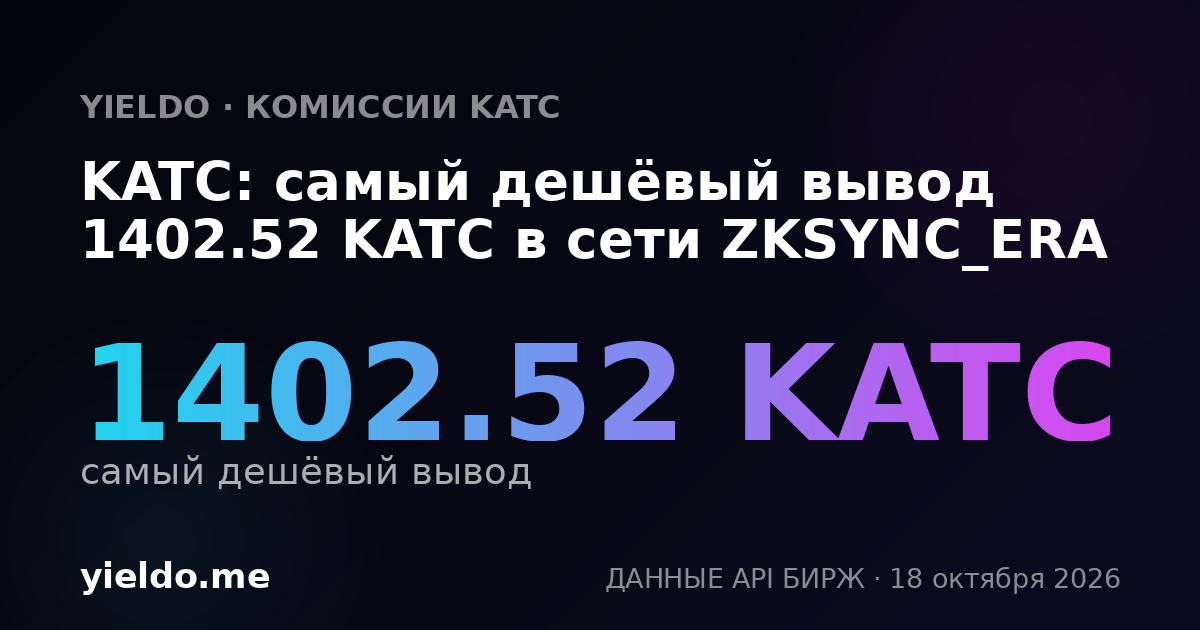 KATC: самый дешёвый вывод 1402.52 KATC в сети ZKSYNC_ERA