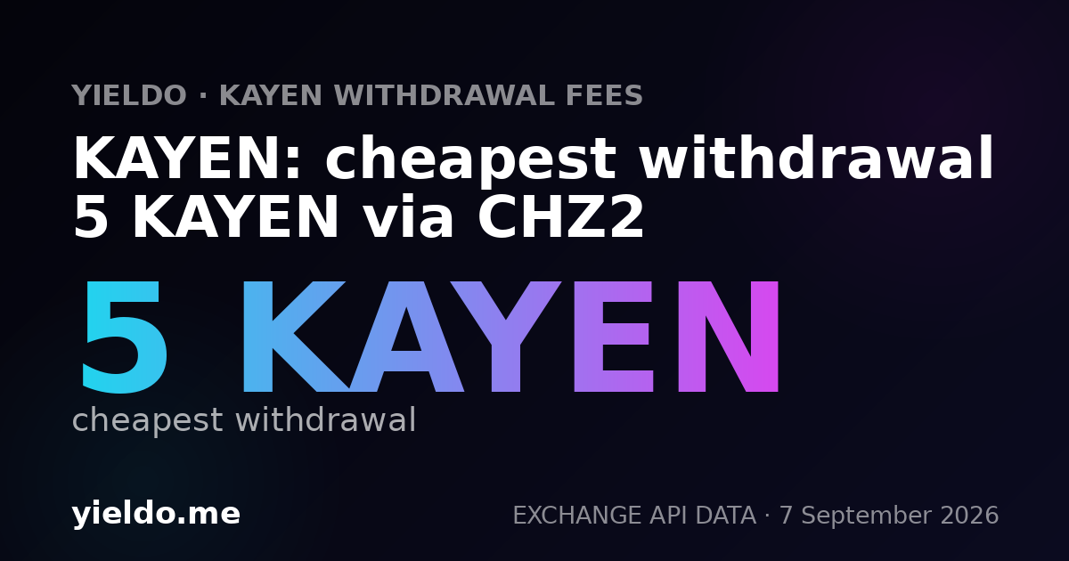 KAYEN: cheapest withdrawal 5 KAYEN via CHZ2