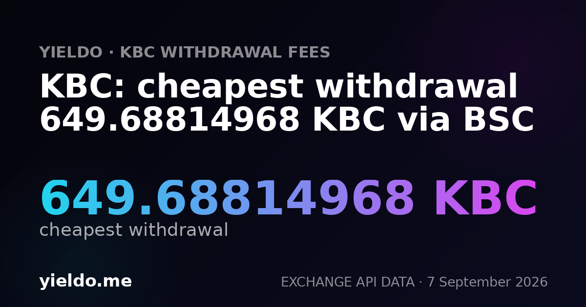 KBC: cheapest withdrawal 649.68814968 KBC via BSC