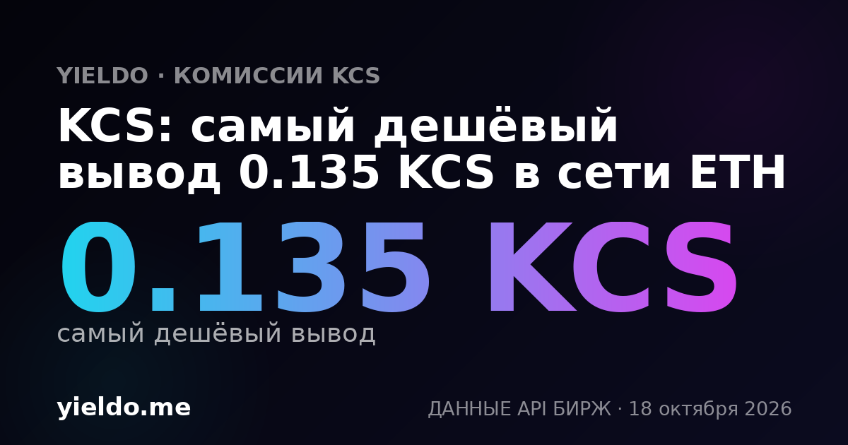 KCS: самый дешёвый вывод 0.135 KCS в сети ETH