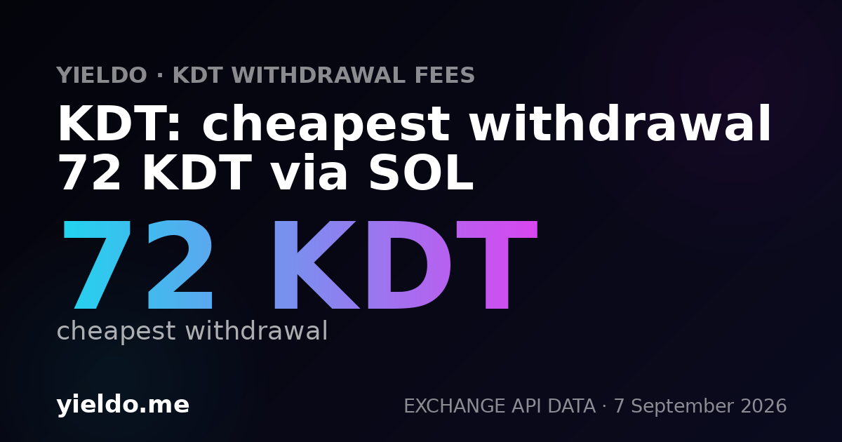 KDT: cheapest withdrawal 72 KDT via SOL