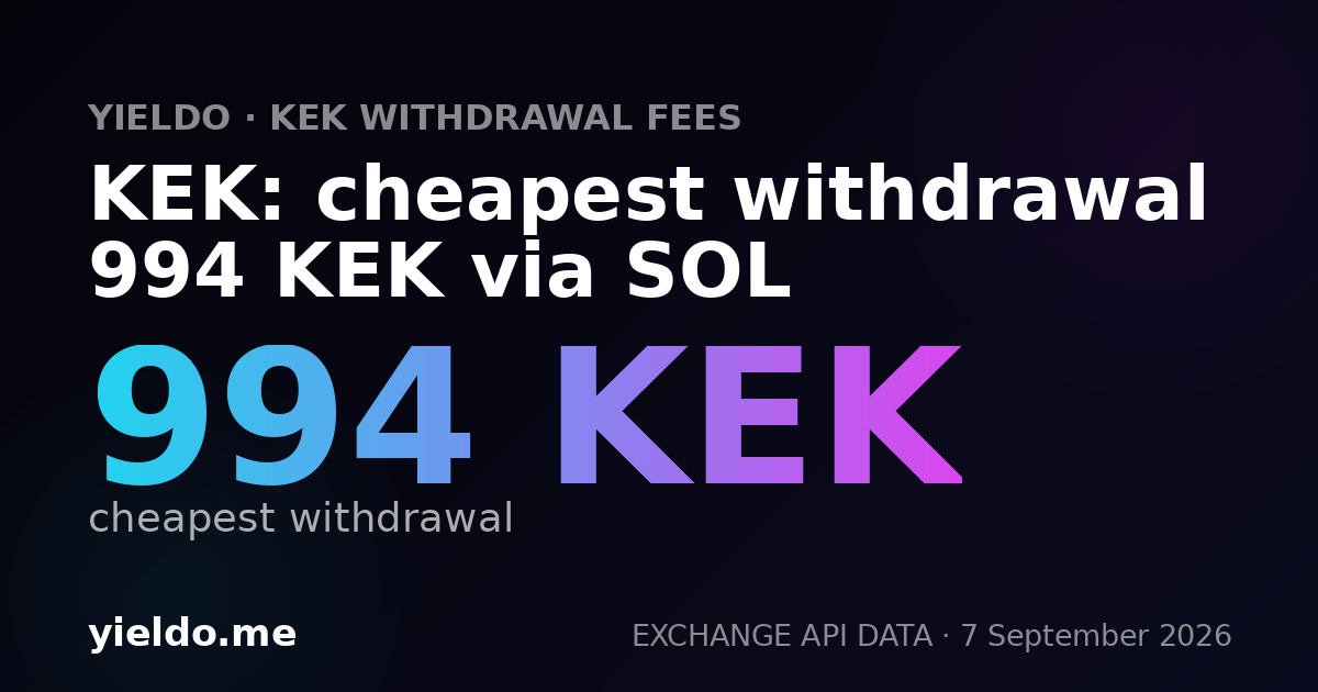 KEK: cheapest withdrawal 994 KEK via SOL