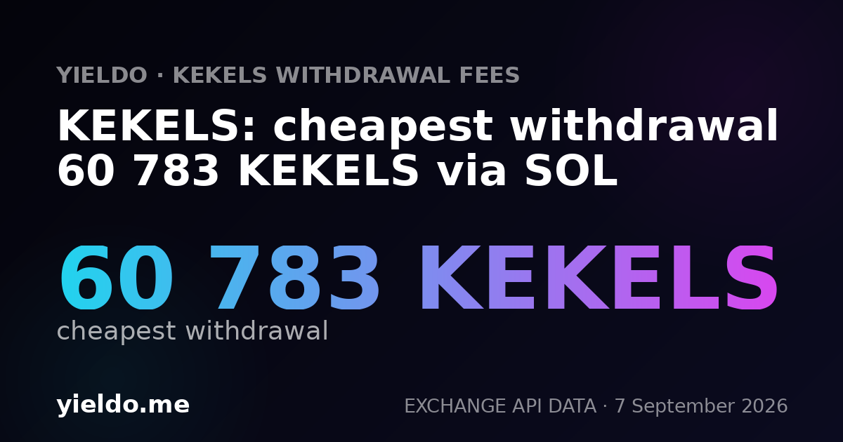 KEKELS: cheapest withdrawal 60 783 KEKELS via SOL
