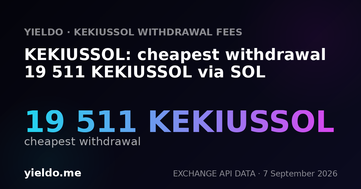 KEKIUSSOL: cheapest withdrawal 19 511 KEKIUSSOL via SOL