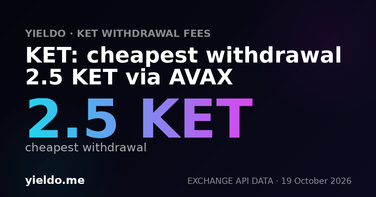 KET: cheapest withdrawal 2.5 KET via AVAX