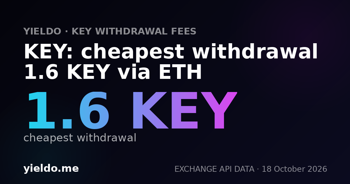 KEY: cheapest withdrawal 1.6 KEY via ETH