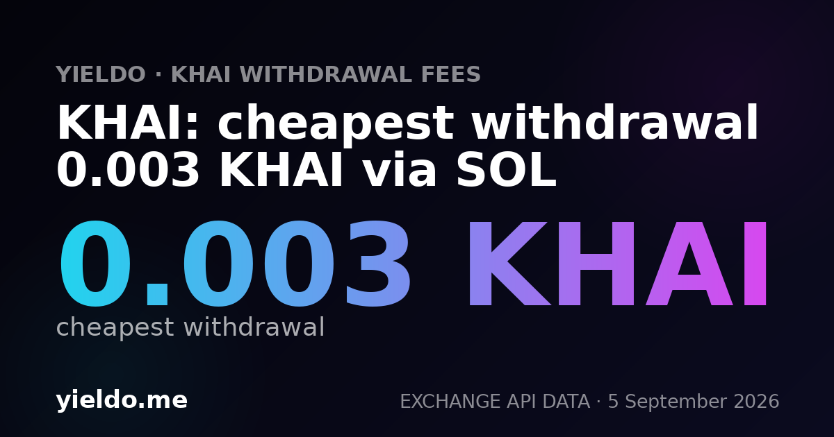 KHAI: cheapest withdrawal 0.003 KHAI via SOL