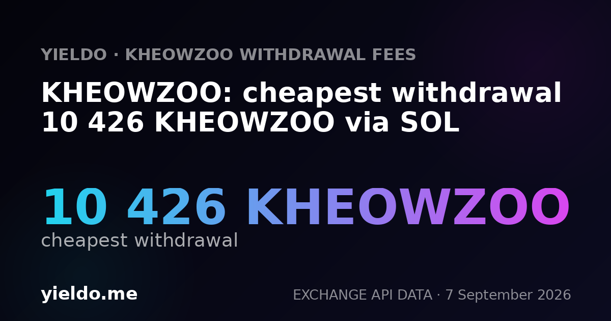 KHEOWZOO: cheapest withdrawal 10 426 KHEOWZOO via SOL