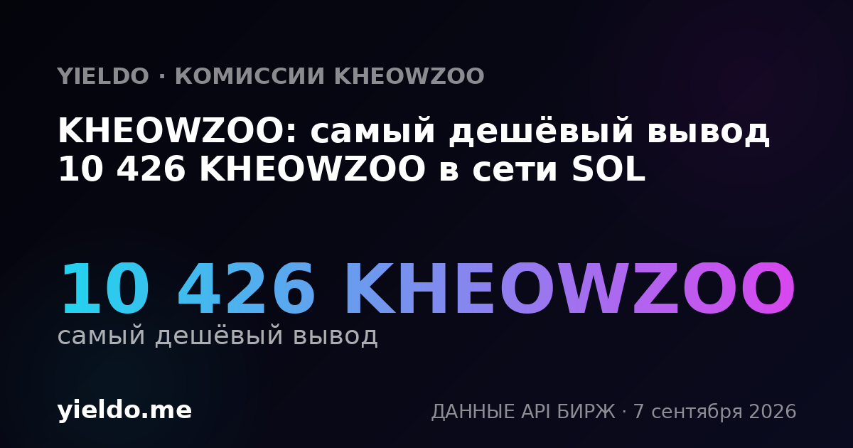KHEOWZOO: самый дешёвый вывод 10 426 KHEOWZOO в сети SOL