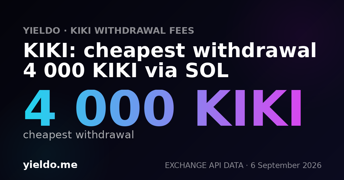 KIKI: cheapest withdrawal 4 000 KIKI via SOL
