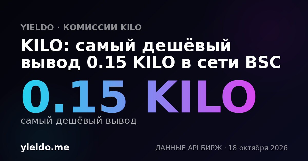 KILO: самый дешёвый вывод 0.15 KILO в сети BSC