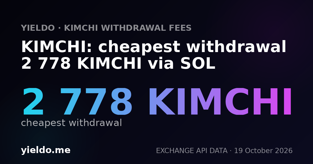 KIMCHI: cheapest withdrawal 2 778 KIMCHI via SOL