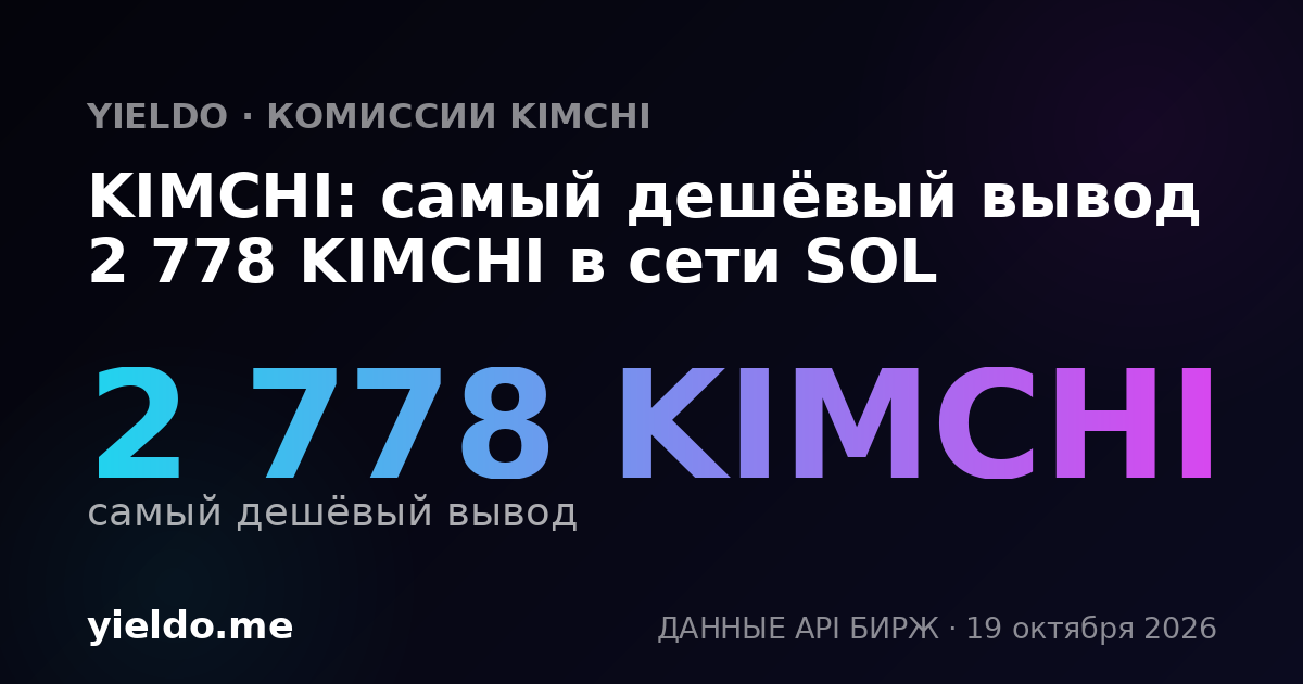 KIMCHI: самый дешёвый вывод 2 778 KIMCHI в сети SOL