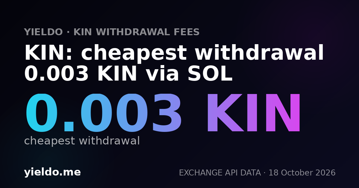 KIN: cheapest withdrawal 0.003 KIN via SOL