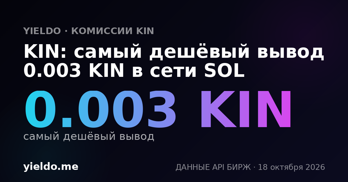 KIN: самый дешёвый вывод 0.003 KIN в сети SOL
