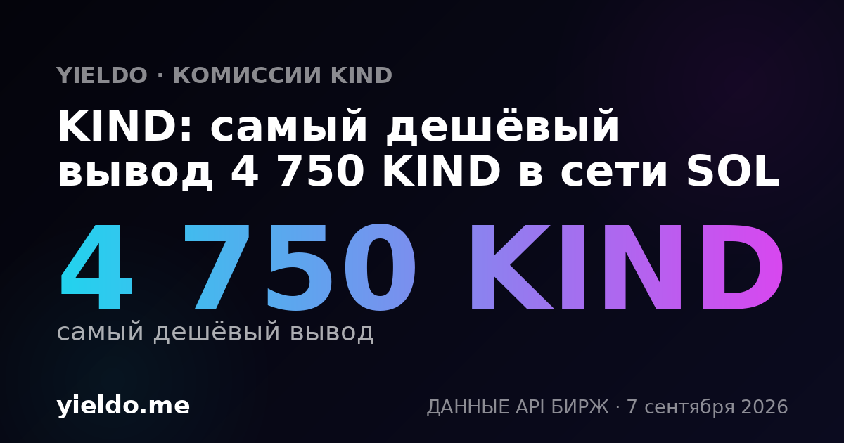 KIND: самый дешёвый вывод 4 750 KIND в сети SOL