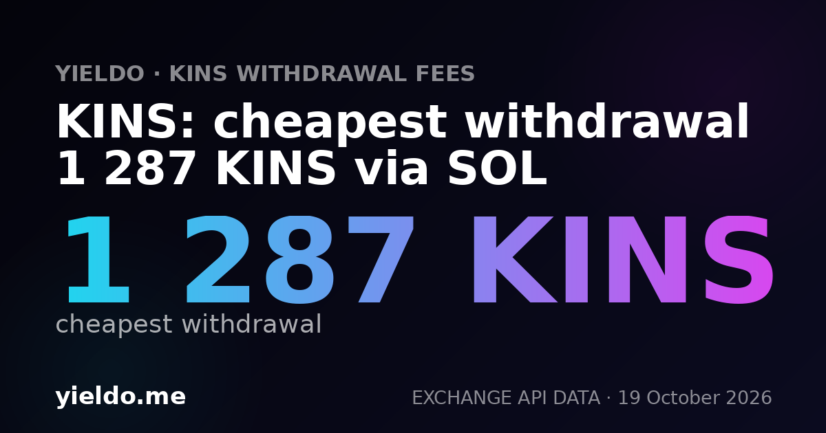 KINS: cheapest withdrawal 1 287 KINS via SOL