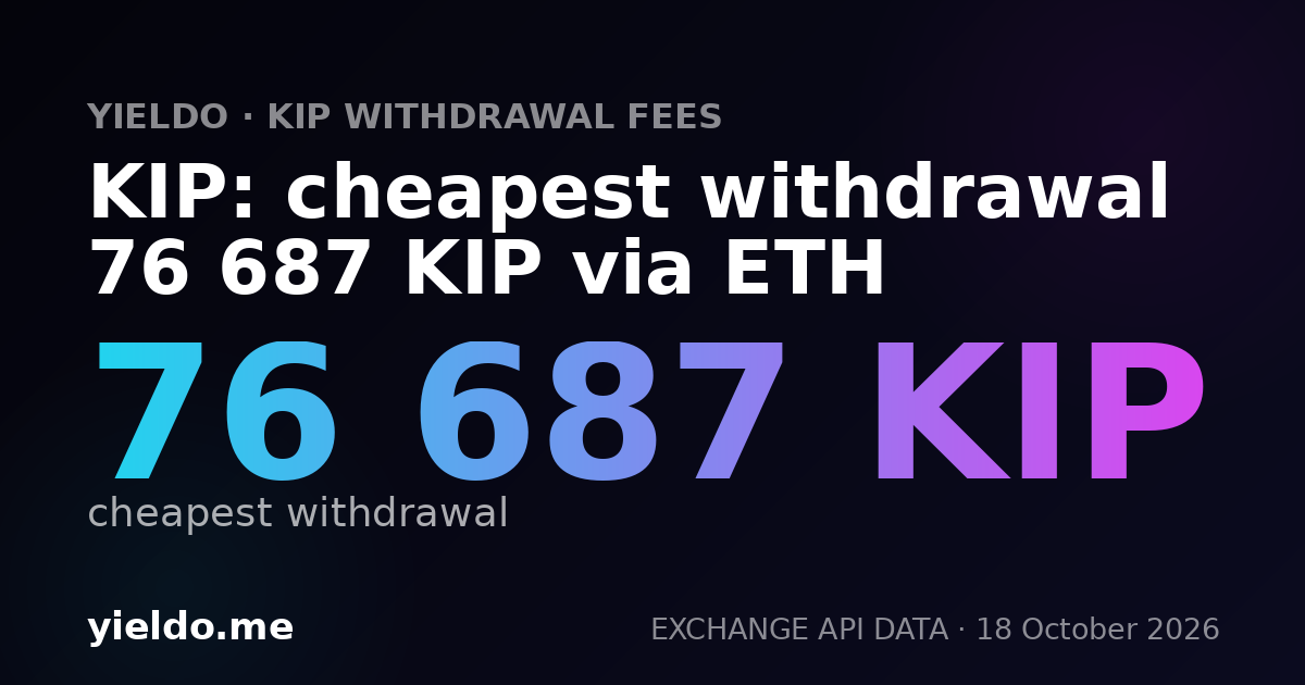 KIP: cheapest withdrawal 76 687 KIP via ETH