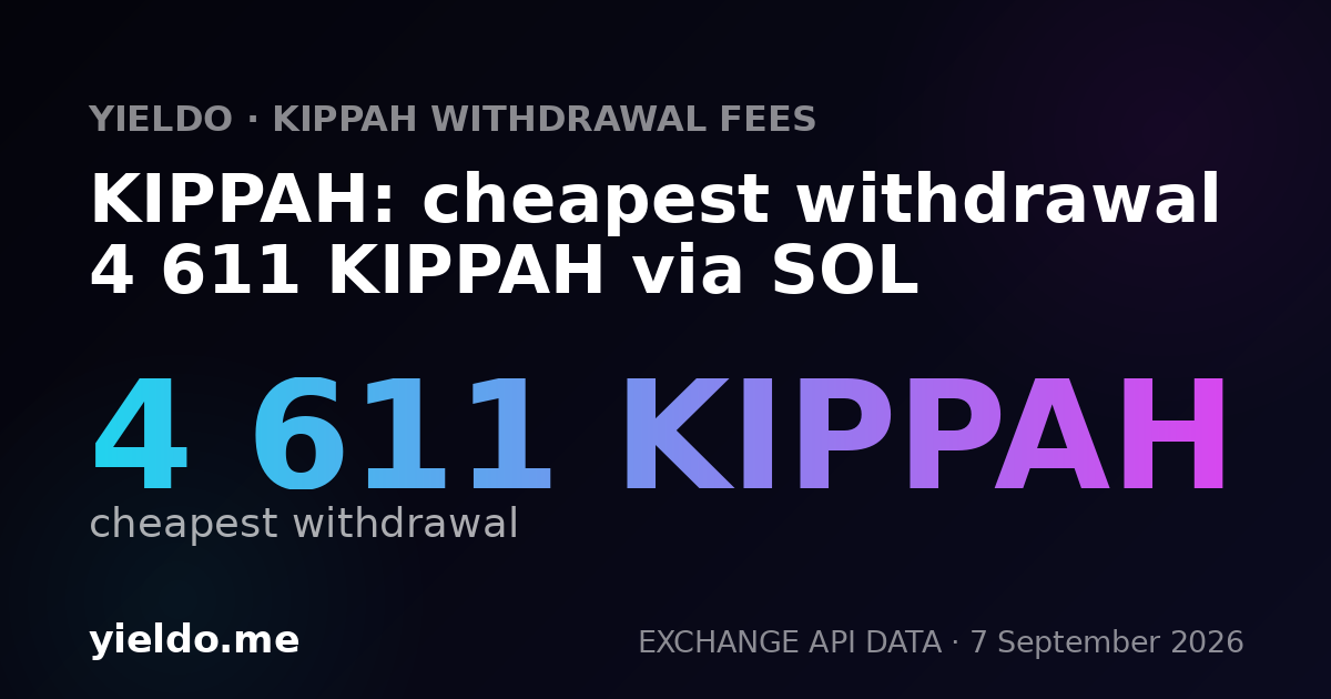 KIPPAH: cheapest withdrawal 4 611 KIPPAH via SOL