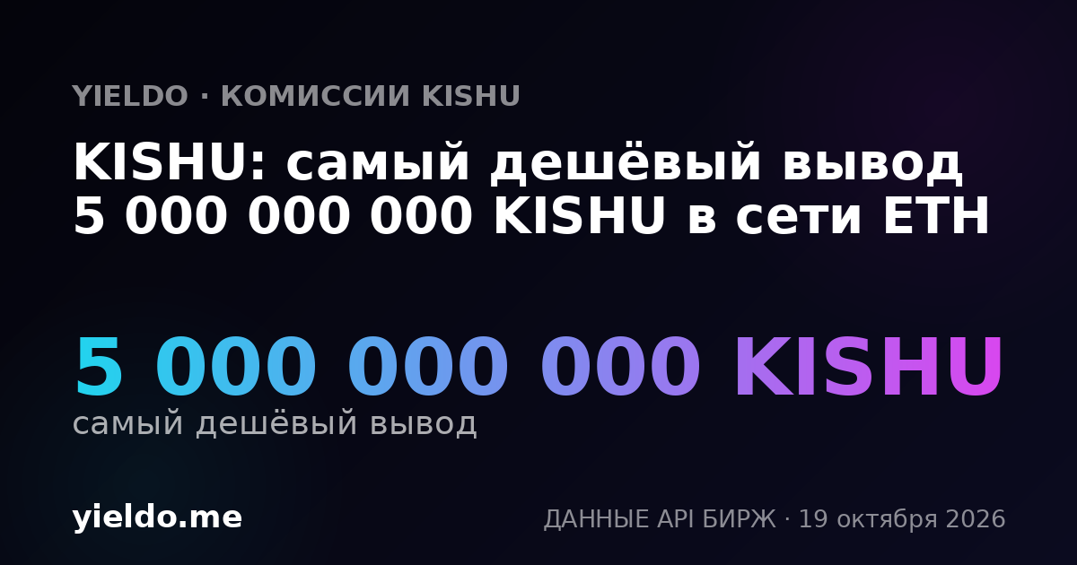 KISHU: самый дешёвый вывод 5 000 000 000 KISHU в сети ETH
