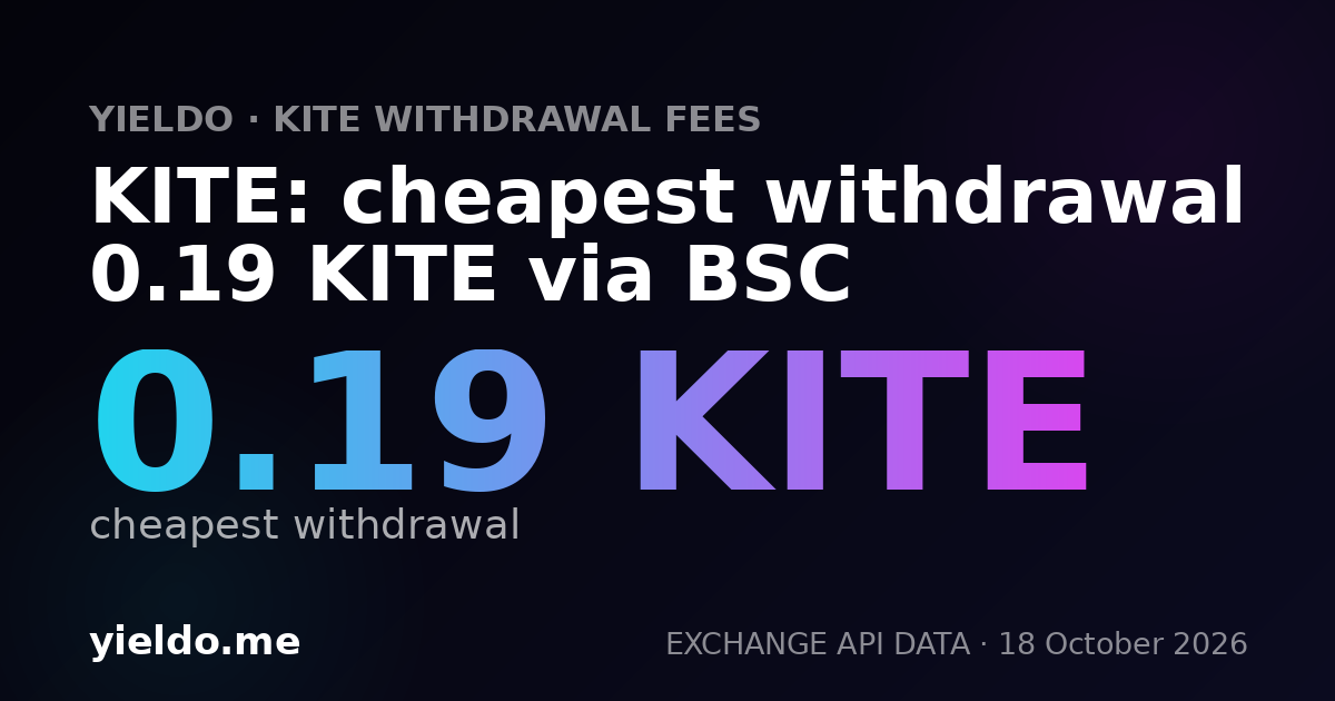 KITE: cheapest withdrawal 0.19 KITE via BSC