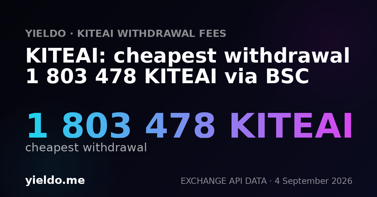 KITEAI: cheapest withdrawal 1 803 478 KITEAI via BSC