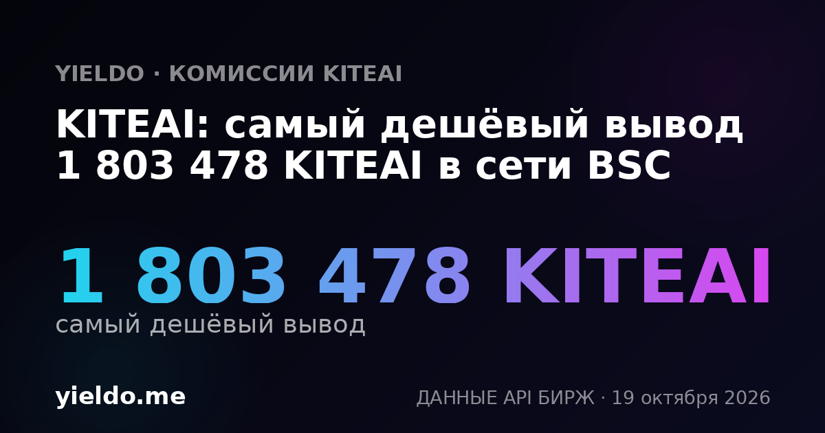 KITEAI: самый дешёвый вывод 1 803 478 KITEAI в сети BSC