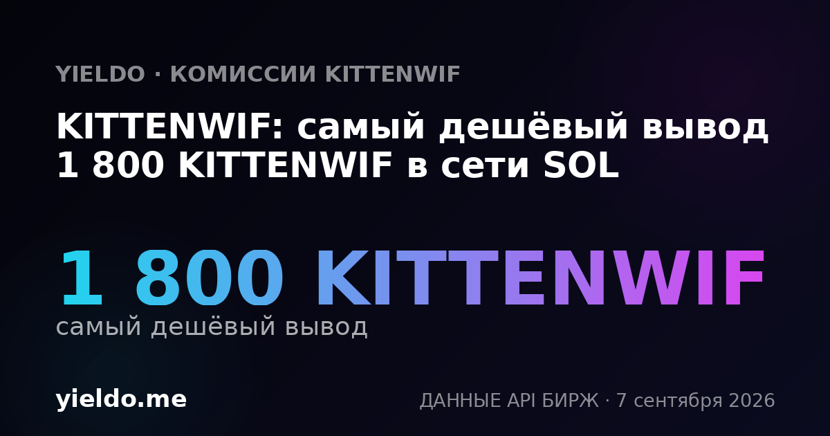 KITTENWIF: самый дешёвый вывод 1 800 KITTENWIF в сети SOL