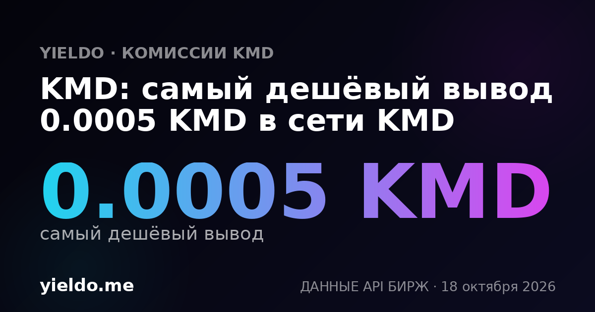KMD: самый дешёвый вывод 0.0005 KMD в сети KMD