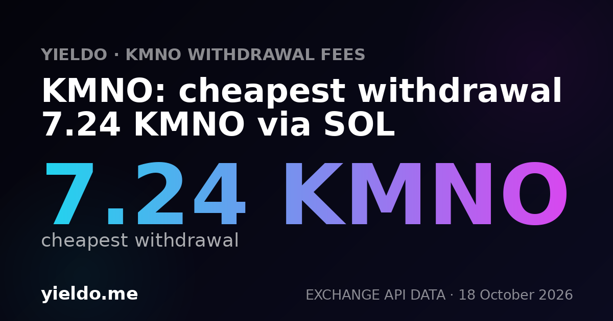 KMNO: cheapest withdrawal 7.31 KMNO via SOL