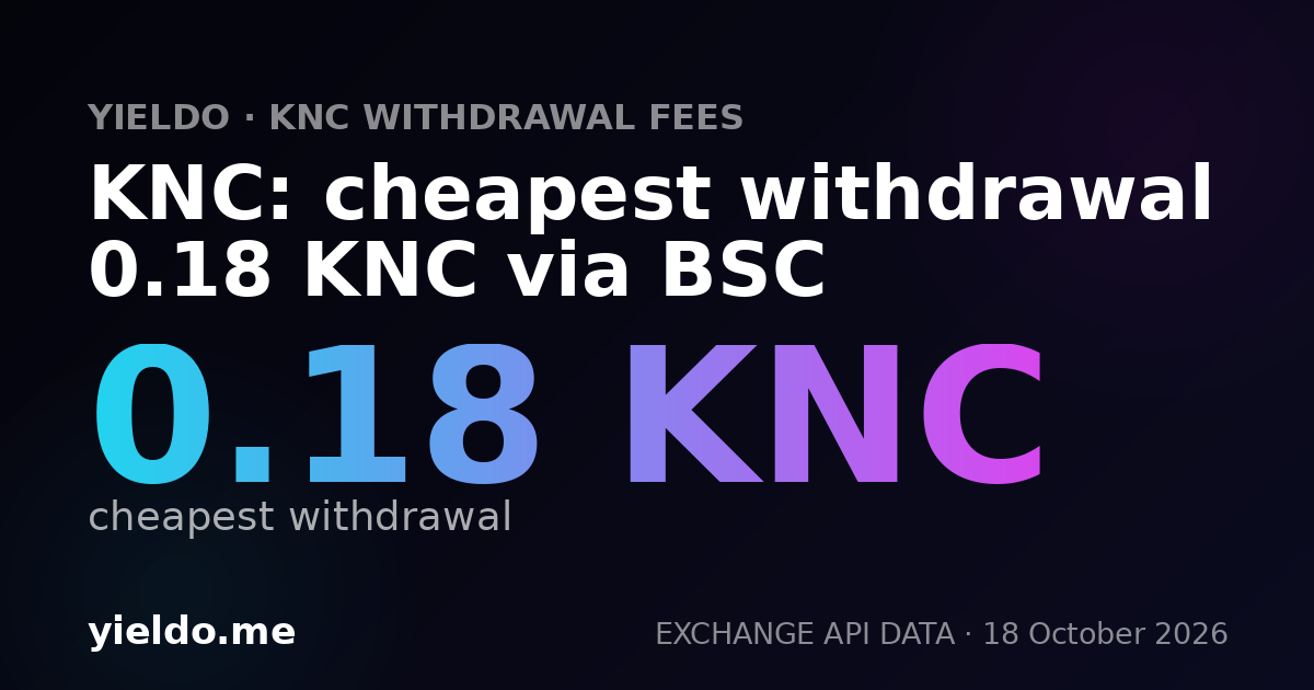 KNC: cheapest withdrawal 0.18 KNC via BSC