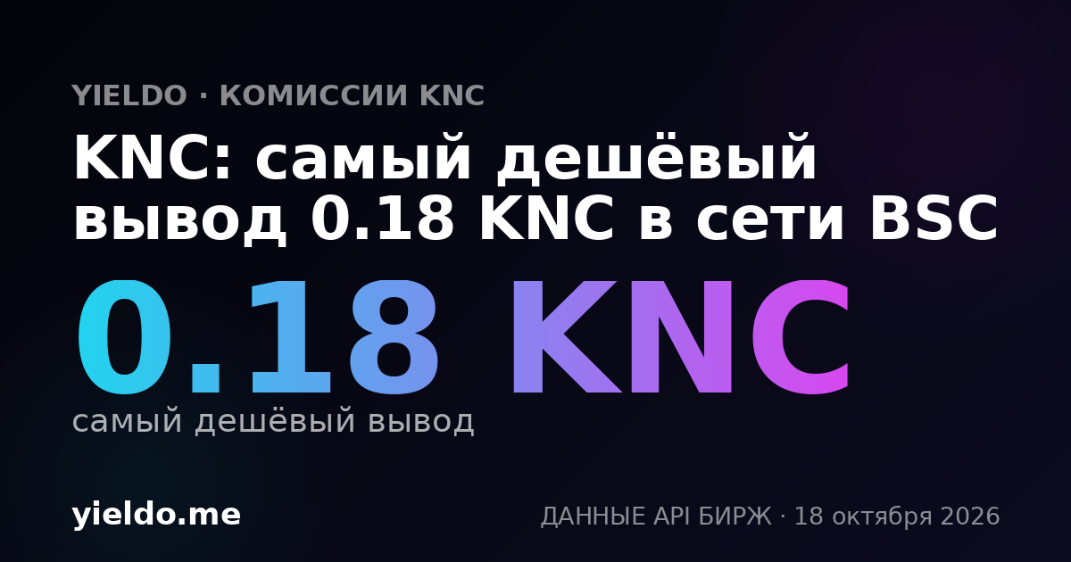 KNC: самый дешёвый вывод 0.18 KNC в сети BSC